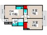 カ－サメルヴェ－ユ 2DKの間取り