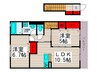 カ－サメルヴェ－ユ 2LDKの間取り