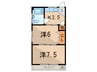 第二広幸ハウス 2Kの間取り