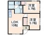 フラワーハイツ 2LDKの間取り