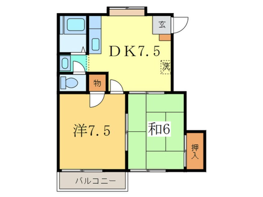 間取図 ジュネス多摩川・Ａ