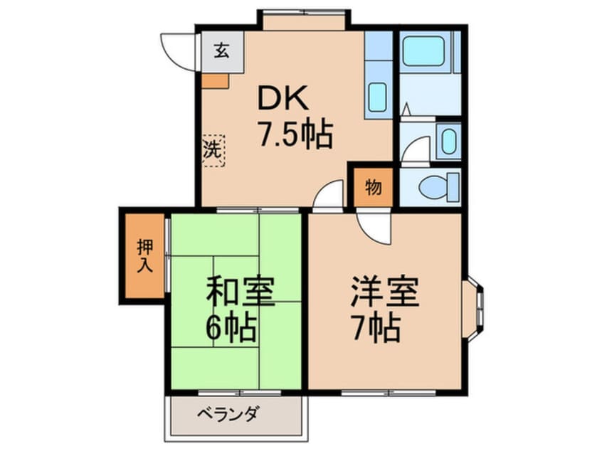 間取図 ジュネス多摩川・Ａ