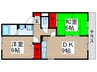 グリーンハイツ尾崎台　Ａ 2DKの間取り
