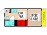 西村マンション 1DKの間取り