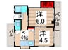 コ－ポサンフラワ－ 2Kの間取り