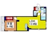 アミリー新都心 1LDKの間取り