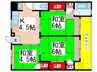 ビレッジハウス愛生６号棟 3Kの間取り