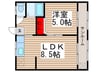第２コ－ポ田島 1LDKの間取り
