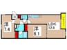Ｓｋｙ　Ｒｏｋｕｃｈｏ 2LDKの間取り