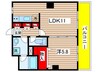 ベルヴェル稲城 1LDKの間取り