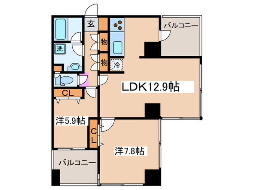 間取図 プラザタワ－勝どき