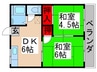 第二タウンコ－ポ  浅田 2DKの間取り