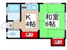 金山荘 1Kの間取り