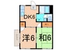 コ－ポ・スリ－ゼ 2DKの間取り
