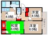 リバティウィングス　A棟 3Kの間取り