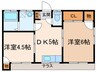 谷中ハイツ 2DKの間取り