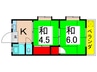 金子コ－ポ 2Kの間取り