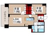 豊洲シエルタワー(13F) 2LDKの間取り