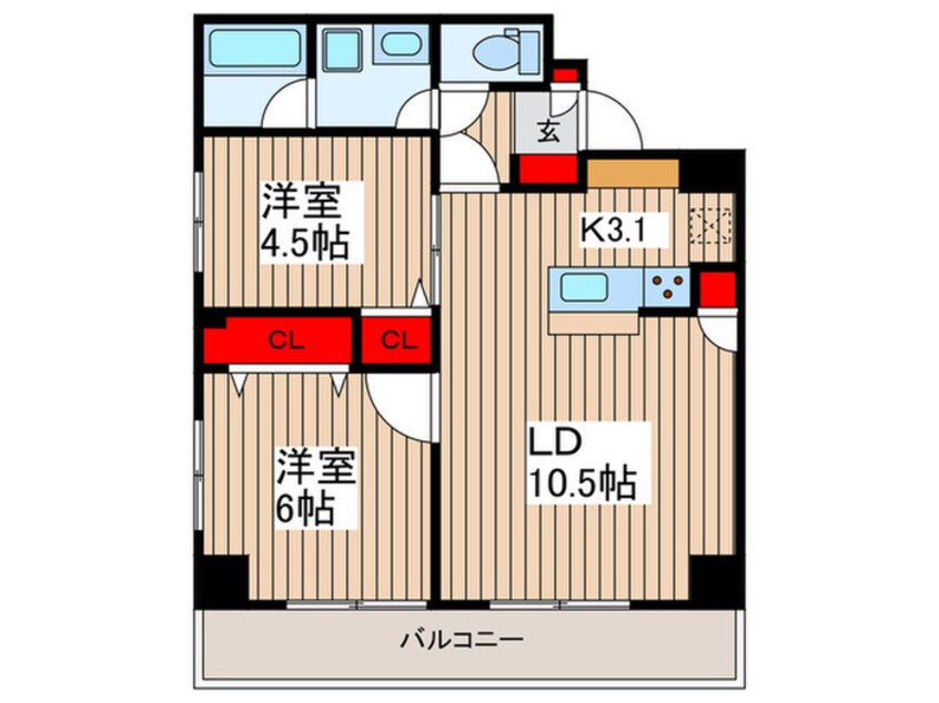 間取図 ﾊﾟｰｸｷｭｰﾌﾞ本所吾妻橋