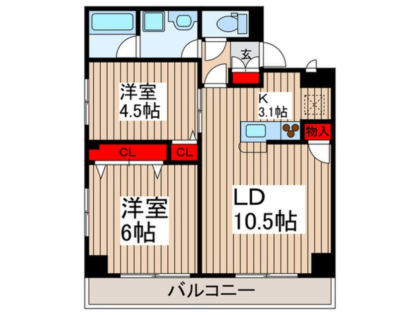 間取図 ﾊﾟｰｸｷｭｰﾌﾞ本所吾妻橋