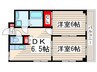 コ－ポ昭喜Ⅱ 2DKの間取り