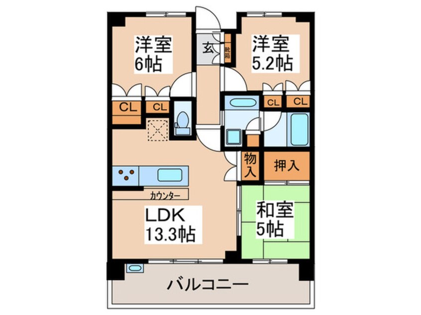 間取図 ｱｰﾃﾞﾙ立石ﾘﾊﾞｰﾌﾛﾝﾄ(502)