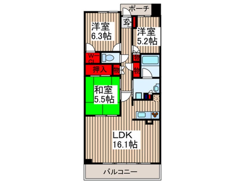 間取図 ﾌﾟﾗｳﾄﾞﾀﾜｰ武蔵浦和ﾃﾗｽ（804）