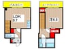 グランブルー森下 1LDKの間取り