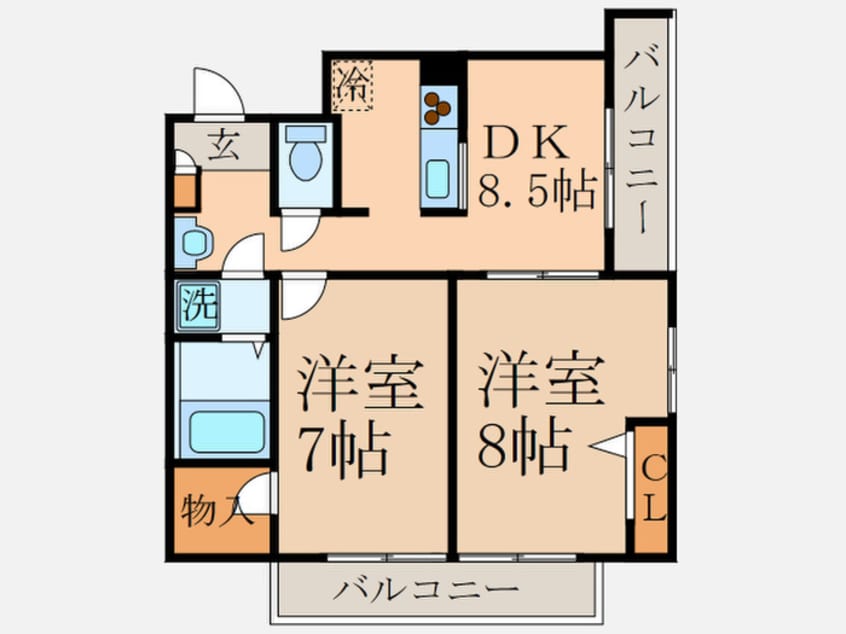 間取図 クレスト北町イ－スト
