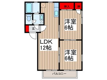 間取図 グリ－ンハ－モニ－ＵＳＡ　Ｓ棟