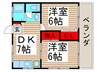 サニーヒル奥村 2DKの間取り