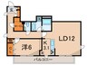 シャンブル向丘 1LDKの間取り