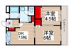 FELIA西習志野 2DKの間取り