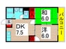 フラワーパーク 2DKの間取り