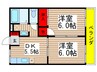 スカイ・ハミング 2DKの間取り