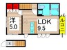 アパートメントロワール 1LDKの間取り