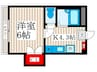 スターライトハウス 1Kの間取り