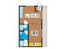 森本ハイツ 1LDKの間取り
