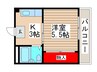 メープルハイツ 1Kの間取り