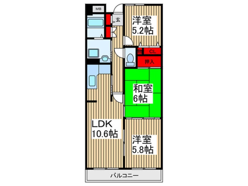 間取図 モ－ニングパ－ク朝霞