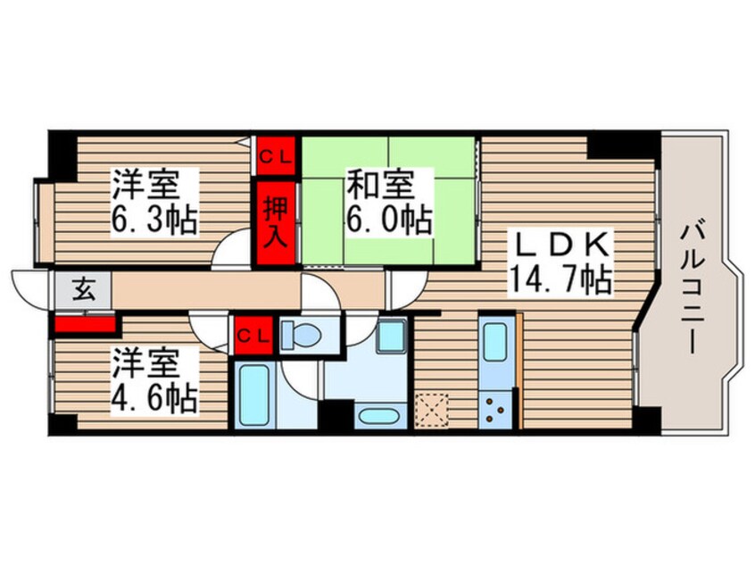 間取図 アイシティ鎌ヶ谷(611)