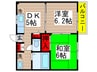 オ－シャンハイツ 2DKの間取り