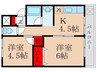 フジビュ－ハウス 2Kの間取り