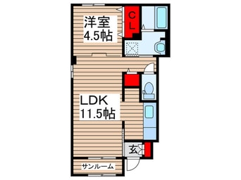 間取図 リリ－モンタ－ニュＢ