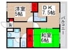 ジュネパレス松戸第３５ 2DKの間取り