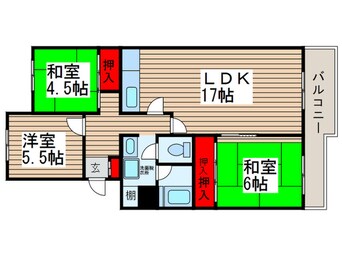 間取図 サングリ－ン松戸Ｂ棟（413）