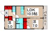 ユネックスパレス 2LDKの間取り