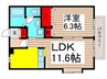 ソレジオ 藤原 1LDKの間取り