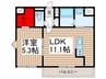 リーブルファイン松江 1LDKの間取り