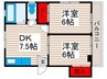 皿沼コ－ポ 2DKの間取り